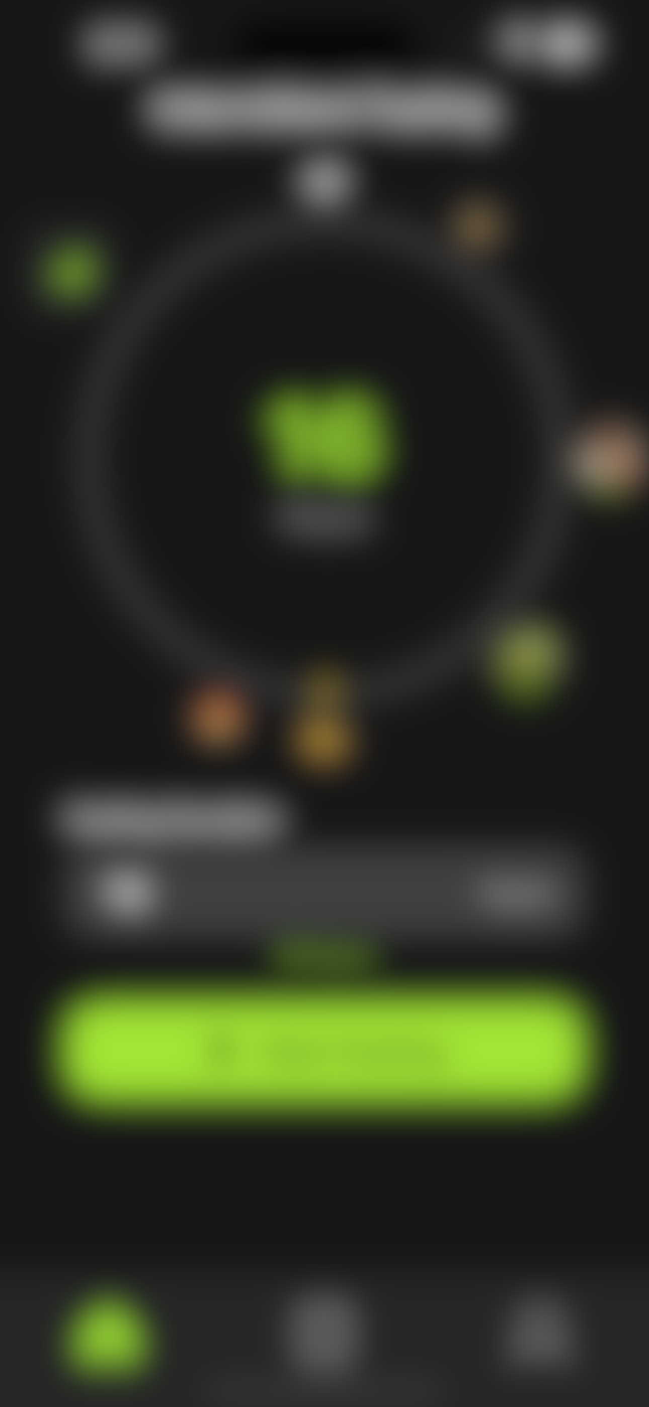 HangryBot nutrition tracking screen displaying AI-powered food recognition and macro analysis with animated pie charts